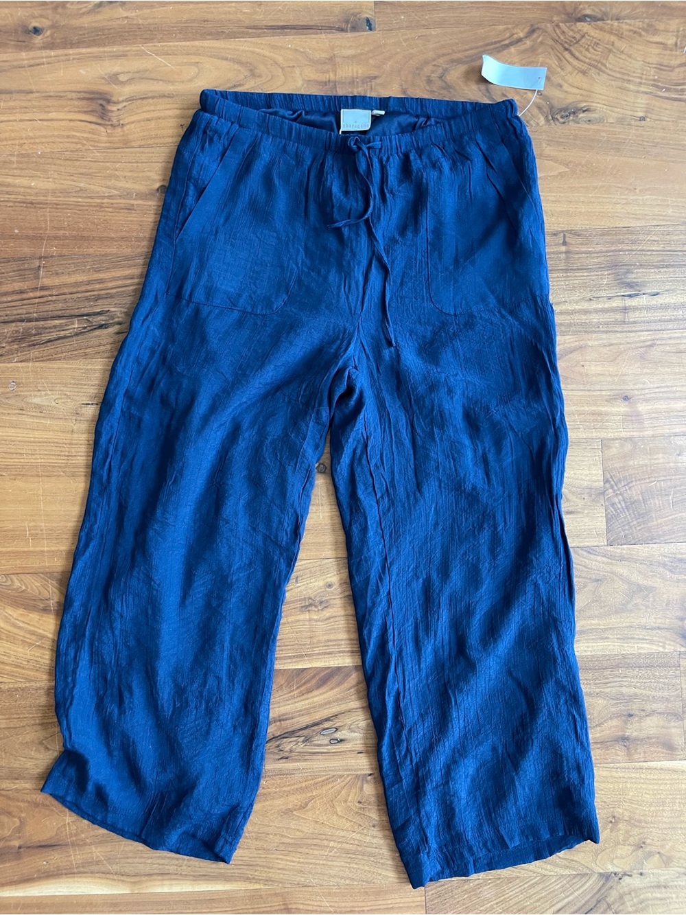 Sharagano Navy Blue Wide-Leg Drawstring Pants